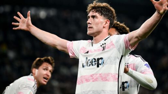 Dusan Vlahovic, attaccante della Juventus in Juve-Lazio, Coppa Italia 2023/24. Foto &copy; Juventus FC.