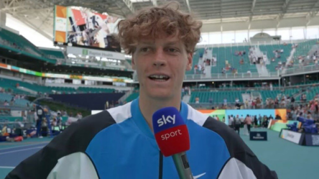 Jannik Sinner dopo la vittoria al torneo di Miami - screenshot &copy; Sky Sport.