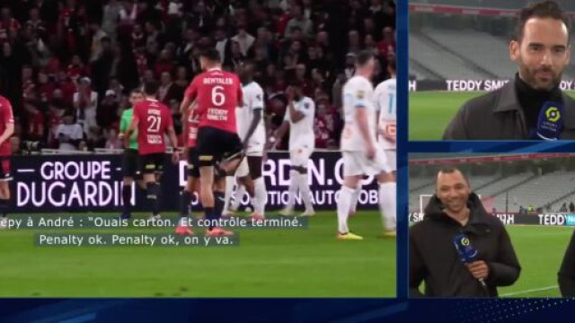 L'arbitre de la rencontre Lille-OM &eacute;quip&eacute; d'un micro. (screenshot Twitter - @Primevideo)