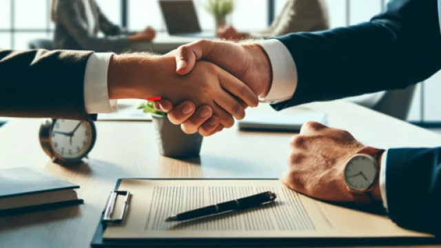 Colloquio di lavoro con stretta di mano &copy; IA