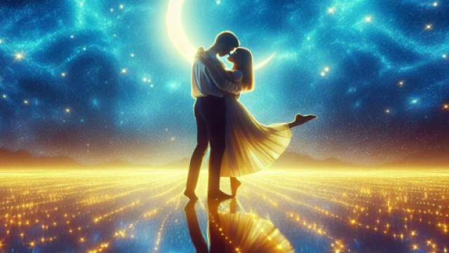 Coppia innamorata che danza sotto le stelle - &copy; Foto Bing IA.