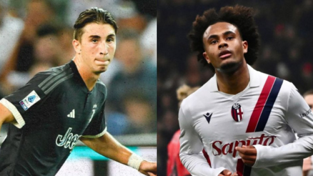 Fabio Miretti, centrocampista della Juventus. Foto &copy; Juventus FC. Joshua Zirkzee, attaccante del Bologna. Foto &copy; Bologna FC