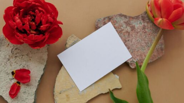 Fiori rossi con foglio di carta - &copy; Pexels.com.