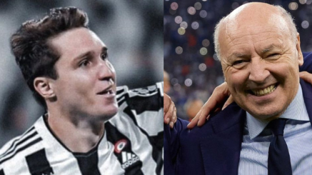 Federico Chiesa, attaccante della Juventus. Foto &copy; Juventus. Giuseppe Marotta, presidente dell'Inter. Foto &copy; Inter
