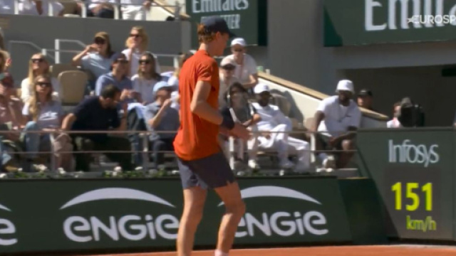 Jannik Sinner nella semifinale contro Alcaraz - screenshot &copy; Eurosport.
