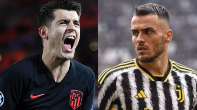 Alvaro Morata, attaccante dell'Atletico Madrid. Foto &copy; X/Morata. Filip Kostic, esterno della Juventus. Foto &copy; Juventus