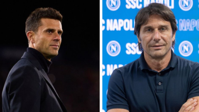 Thiago Motta, allenatore della Juventus. Foto &copy; Juventus. Antonio Conte, allenatore del Napoli. Foto &copy; Napoli