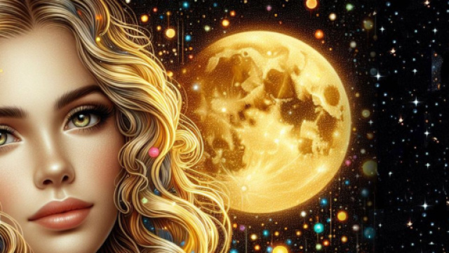 Volto di donna con luna in sottofondo - &copy; Foto Bing IA