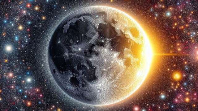 Universo con Luna in primo piano - &copy; Foto Bing IA.