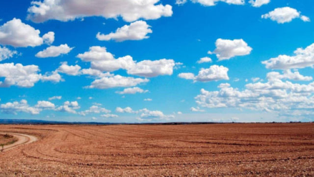 Un campo con il cielo leggermente nuvoloso &copy; Pexels.com
