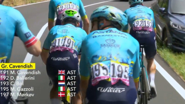 Mark Cavendish in ritardo al Tour de France - Screenshot &copy; Eurosport