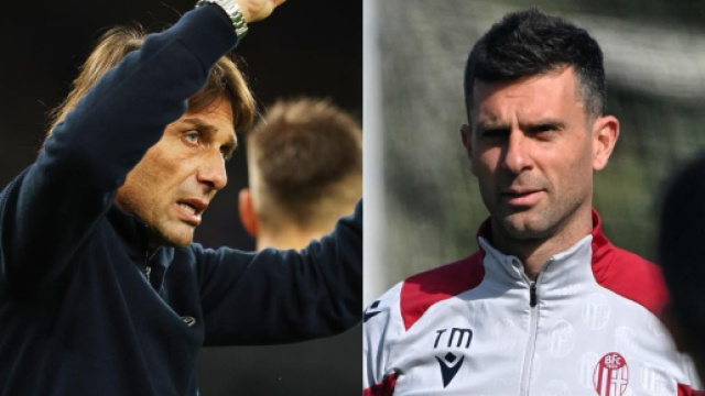 Antonio Conte, allenatore del Napoli. Foto &copy; Instagram/Conte. Thiago Motta, ex allenatore del Bologna. Foto &copy; Bologna FC