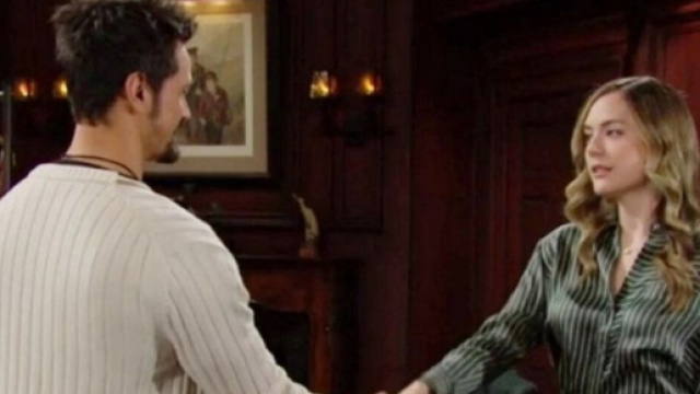 Hope e Thomas in una scena di Beautiful &copy; Canale 5.