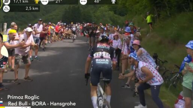 Primoz Roglic nell'11&deg; tappa del Tour de France - Screenshot &copy; Eurosport