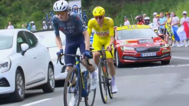 Tadej Pogacar e Jonas Vingegaard al Tour de France 2024 - Screenshot &copy; Eurosport