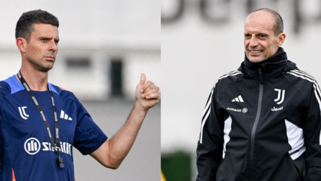 Thiago Motta, allenatore della Juventus. Foto &copy; X/Giovanni Albanese. Massimiliano Allegri, ex allenatore della Juventus. Foto &copy; Juventus FC