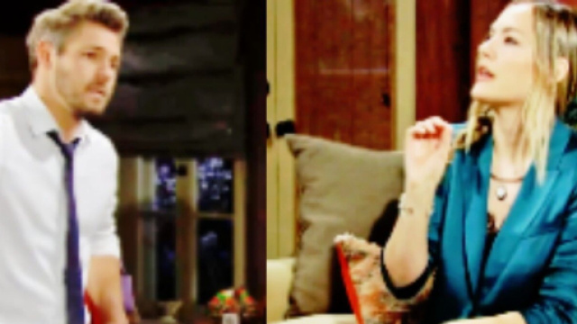 Liam discute con Hope in una scena di Beautiful, screenshot &copy; CBS