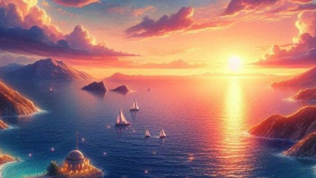 Spiaggia con tramonto &copy; Bing AI