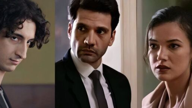Engin, Ilgaz e Celyn in una scena di Segreti di famiglia &copy; Canale 5.