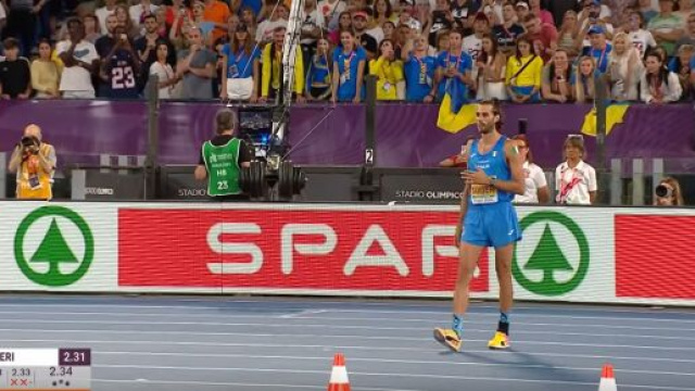 Gianmarco Tamberi agli Europei di Roma 2024 - Screenshot &copy; YouTube Sky Sport