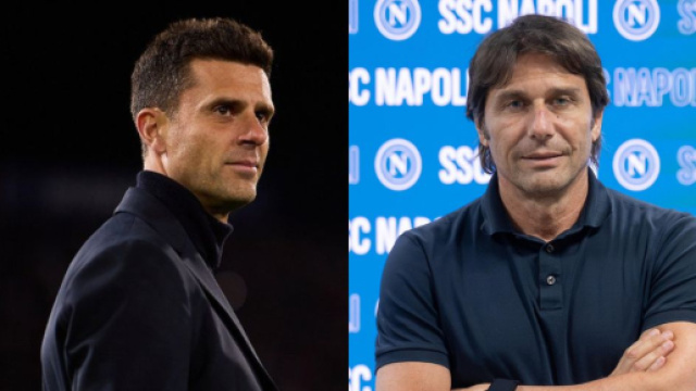 Thiago Motta, allenatore della Juventus. Foto &copy; Juventus. Antonio Conte, allenatore del Napoli. Foto &copy; Napoli