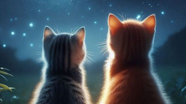 Gattini che contemplano le stelle &copy; Pixabay
