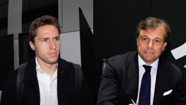 Federico Chiesa, attaccante della Juventus. Foto &copy; Juventus. Cristiano Giuntoli, direttore sportivo della Juventus. Foto &copy; Juventus