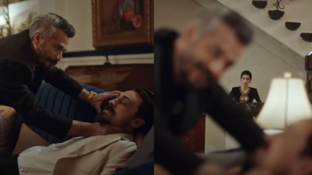 Cahit G&ouml;k (Vefa), Edip Tepeli (Mert) e Nilay Erd&ouml;nmez (G&uuml;lendam) - screenshot &copy; La rosa della vendetta.