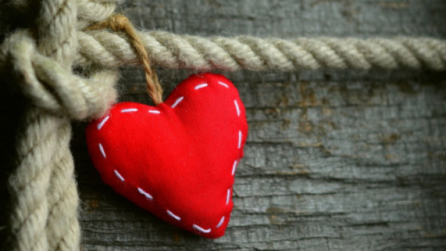 Cuore rosso trapuntato legato al tronco di un albero - &copy; Pixabay