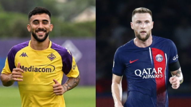Nico Gonzalez, esterno della Fiorentina. Foto &copy; Fiorentina. Milan Skriniar, difensore del PSG. Foto &copy; PSG