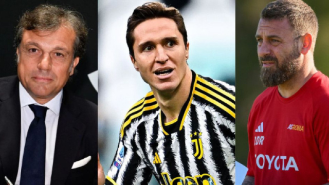 Cristiano Giuntoli e Federico Chiesa, foto &copy; Juventus FC e Daniele De Rossi, foto &copy; AS Roma
