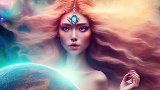 Dea con capelli lunghi e ciondolo sulla fronte &copy; Immagine Pixabay