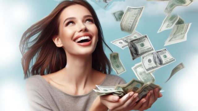 Donna felice, piove denaro dal cielo - &copy; Pixbay