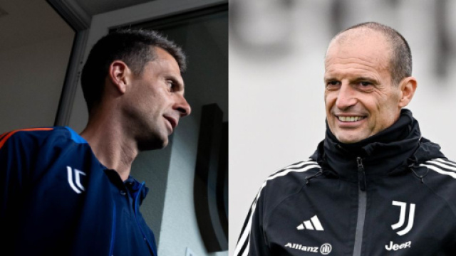 Thiago Motta, allenatore della Juventus e Massimiliano Allegri. Foto &copy; Juventus