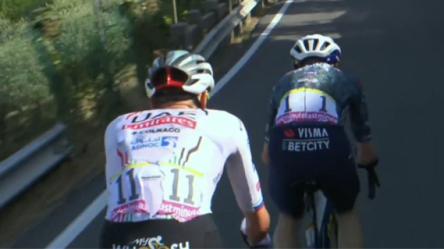 Tadej Pogacar e Jonas Vingegaard - Screenshot &copy; Eurosport.