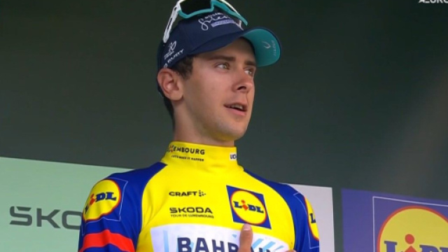Antonio Tiberi sul podio del Giro del Lussemburgo - Screenshot &copy; Eurosport