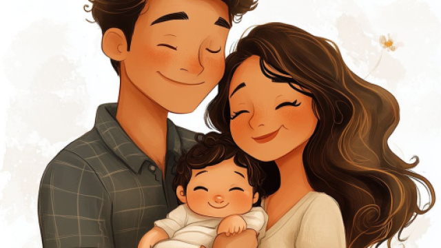 Cartone animato di una famiglia generato con l'Ai &copy; Pixabay.