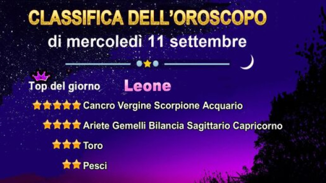Oroscopo mercoled&igrave; 11 settembre, la classifica - &copy; Roberta Carsoli