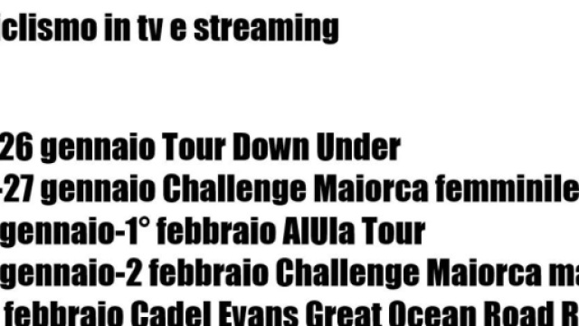 Il ciclismo in tv e streaming: via con il Tour Down Under.