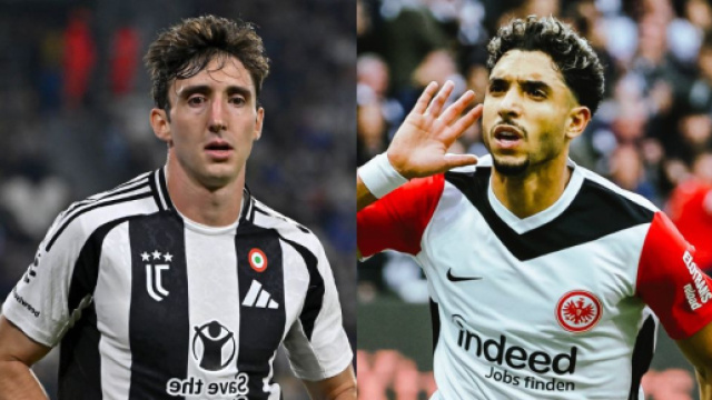 Andrea Cambiaso, esterno della Juventus - Foto &copy; Juventus. Omar Marmoush, attaccante dell'Eintracht di Francoforte. Foto &copy; Marmoush