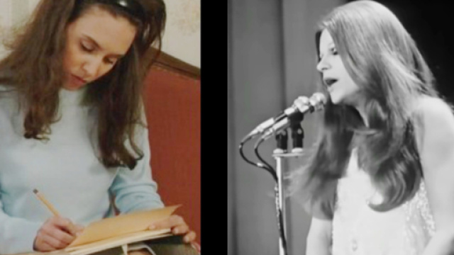 Agata in una scena e la cantante Milva a Sanremo, screenshot &copy; Il Paradiso delle signore 9 e Festival di Sanremo 1968.