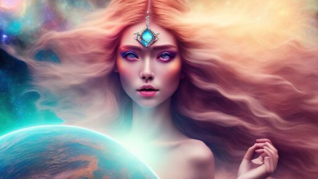 Dea con capelli lunghi e ciondolo sulla fronte &copy; Immagine Pixabay