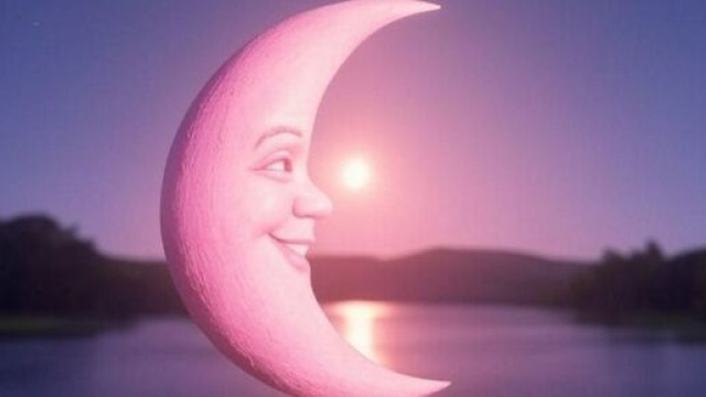 Luna rosa con faccia felice &copy; Grok AI X