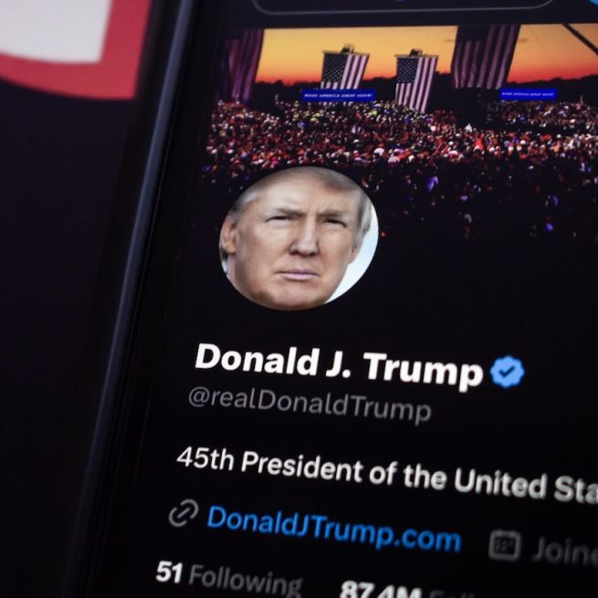 Un fotomontaggio del profilo di Donald Trump su TikTok quando era il 45esimo presidente. &copy;Shutterstock