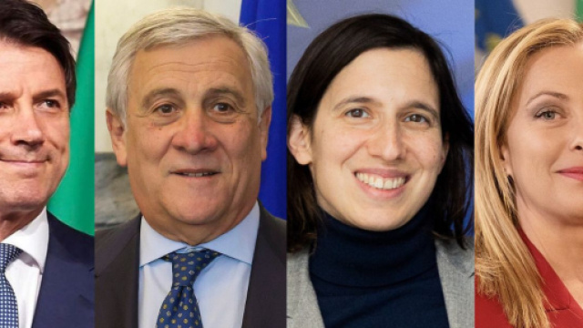 Giuseppe Conte, Antonio Tajani, Elly Schlein e Giorgia Meloni (&copy; Wikimedia commons)