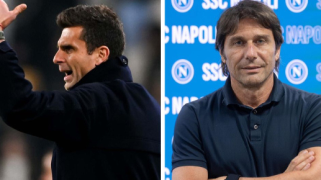 Thiago Motta, allenatore della Juventus. Foto &copy; Juventus. Antonio Conte, allenatore del Napoli. Foto &copy; Napoli