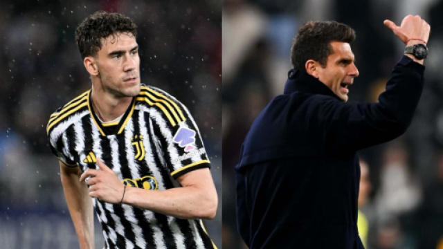 Dusan Vlahovic e Thiago Motta. Foto &copy; Juventus FC