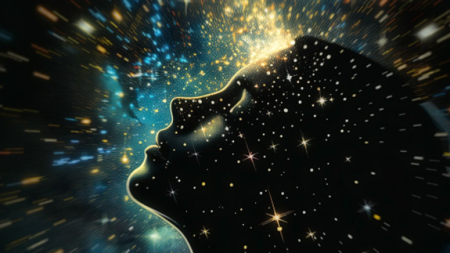 Immagine estemporanea di un volto femminile immerso nelle stelle - &copy; Pixabay