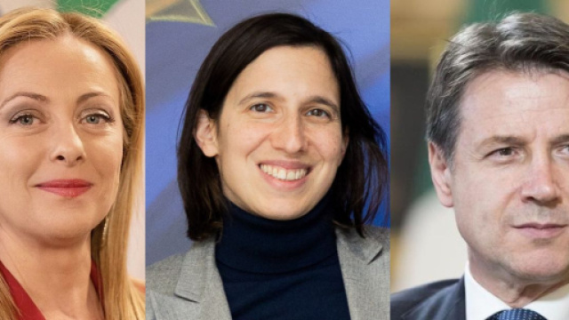 Giorgia Meloni, Elly Schlein e Giuseppe Conte (&copy; Wikimedia commons)