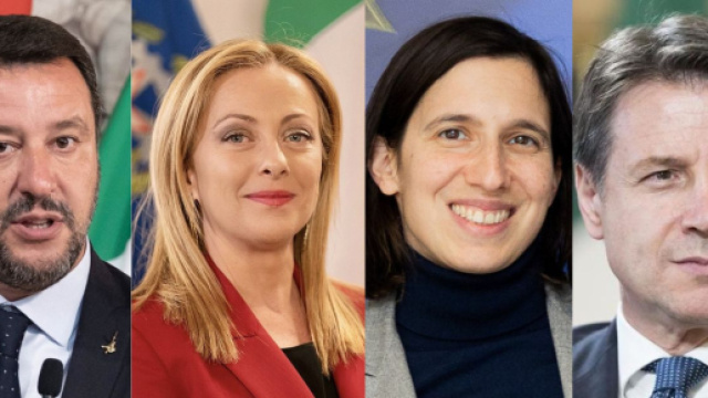 Matteo Salvini, Giorgia Meloni, Elly Schlein e Giuseppe Conte (&copy; Wikimedia commons)